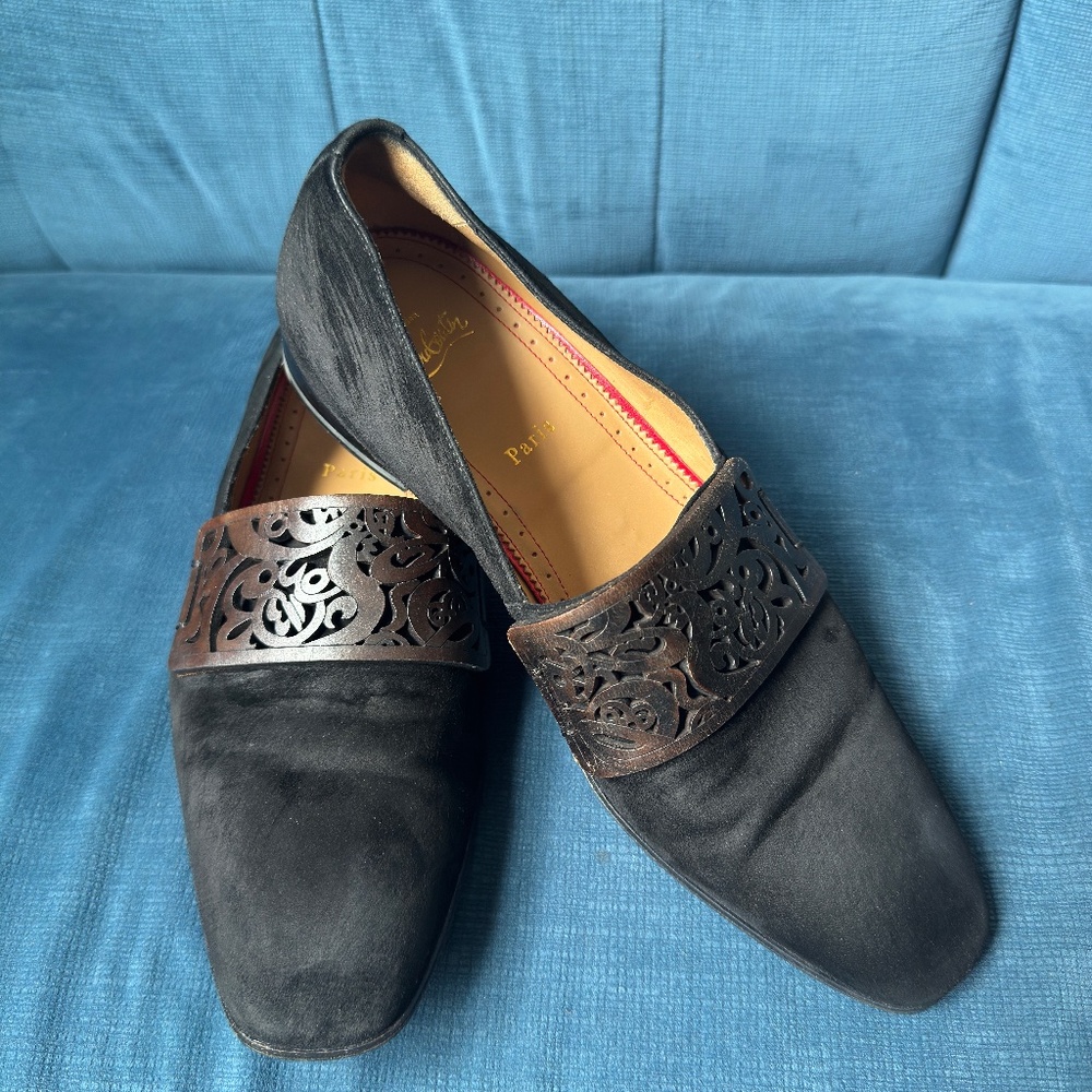 Christian Louboutin Black Suede Loafers